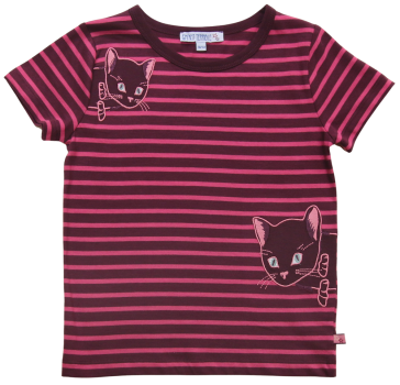 Enfant Terrible T-Shirt mit Katzenapplikation aus Bio Baumwolle GOTS